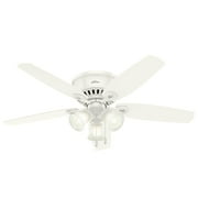 Hunter 52 inch Indoor Ceiling Fan with LED Lights - White Ceiling Fan with Pull Chain, For Bedroom, Living Room, or Kitchen, Low Profile Mount, No Remote, 5 Blades - Builder 53326, Snow White