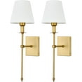 thumbnail image 4 of Ileading Slim Wall Sconces Set of 2 White Fabric Shade Wall Sconce Hardwired Indoor Wall Light Column Stand Bedroom Wall Lamp Bathroom Vanity Light Fixture, Black, 4 of 14