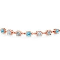 thumbnail image 2 of Gem Stone King 2.50 Ct Blue Apatite and E-F Lab Grown Diamond 18K Rose Gold Plated Silver Tennis Bracelet for Women (Fully Adjustable up to 9 inch), 2 of 3