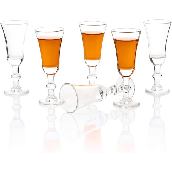 Cordial Glasses,1 OZ Lead-Free Limoncello Glasses, Clear Aperitif Glasses Set of 6