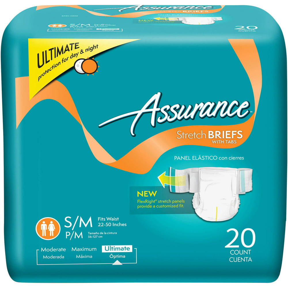 Assurance S/M Unisex Incontinence Stretch Briefs With Tabs 20 Ct ...