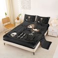 thumbnail image 2 of Manfei Halloween Gothic Skeleton King Sheets 4pcs, Festival Spooky Black Cat Bedding, Gray Black White,1 Fitted Sheet, 1 Flat Sheet and 2 Pillowcases, 2 of 5
