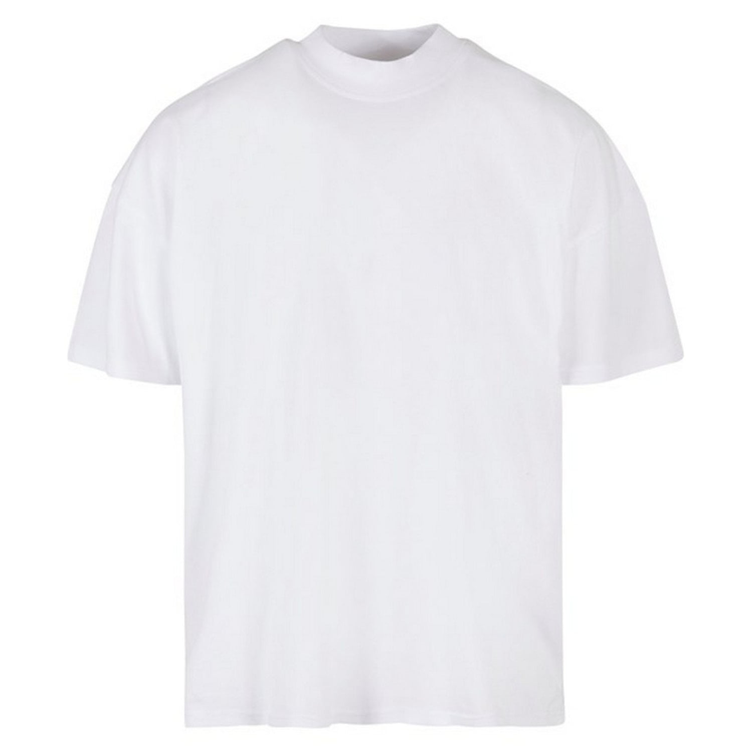 Build Your Brand Mens Mock Neck Oversized T Shirt White M