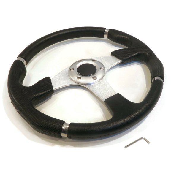The ROP Shop Universal 14" Steering Wheel Black/Chrome, Formula GT Style for Control Handling