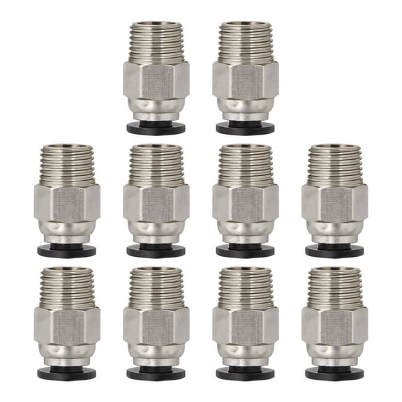 UEETEK 10pcs PC4-M10 Male Straight Pneumatic PTFE Tube Fitting Connector for 3D Printer