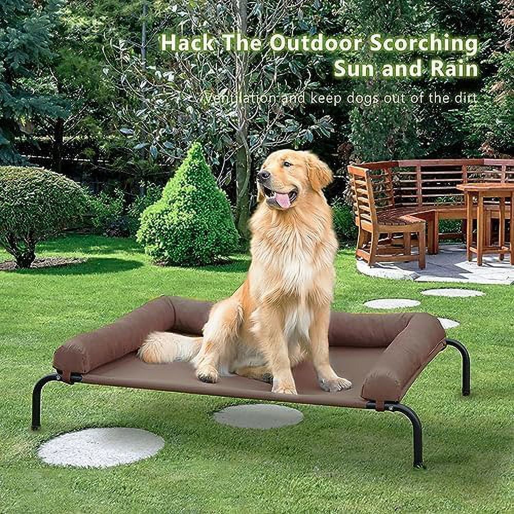 Cooling Elevated Dog Bed, Outdoor Raised Dog Beds, Medium Waterproof Dogs Cot W/Breathable Mesh, Pet Cot W/Portable Removable Bolster