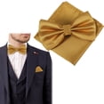 thumbnail image 2 of Sonducket Destaca en bodas Conjunto de pajarita y pañuelo preatados para boda para hombre Pajarita para hombre con bolsillo Accesorios de disfraces XGZ-16 Oro amarillo, 2 of 6