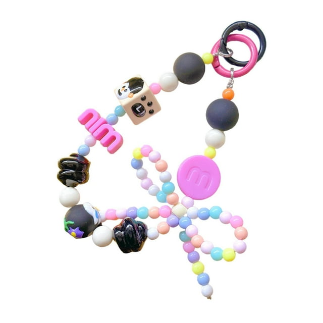 Llavero con cuentas, accesorio ligero de dibujos animados, colgante decorativo para Negro