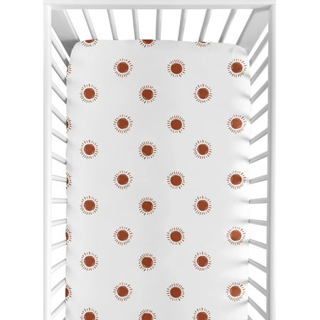 UPC: 0846480089933 | Boho Sun White and Rust Fitted Crib Sheet by Sweet Jojo Designs