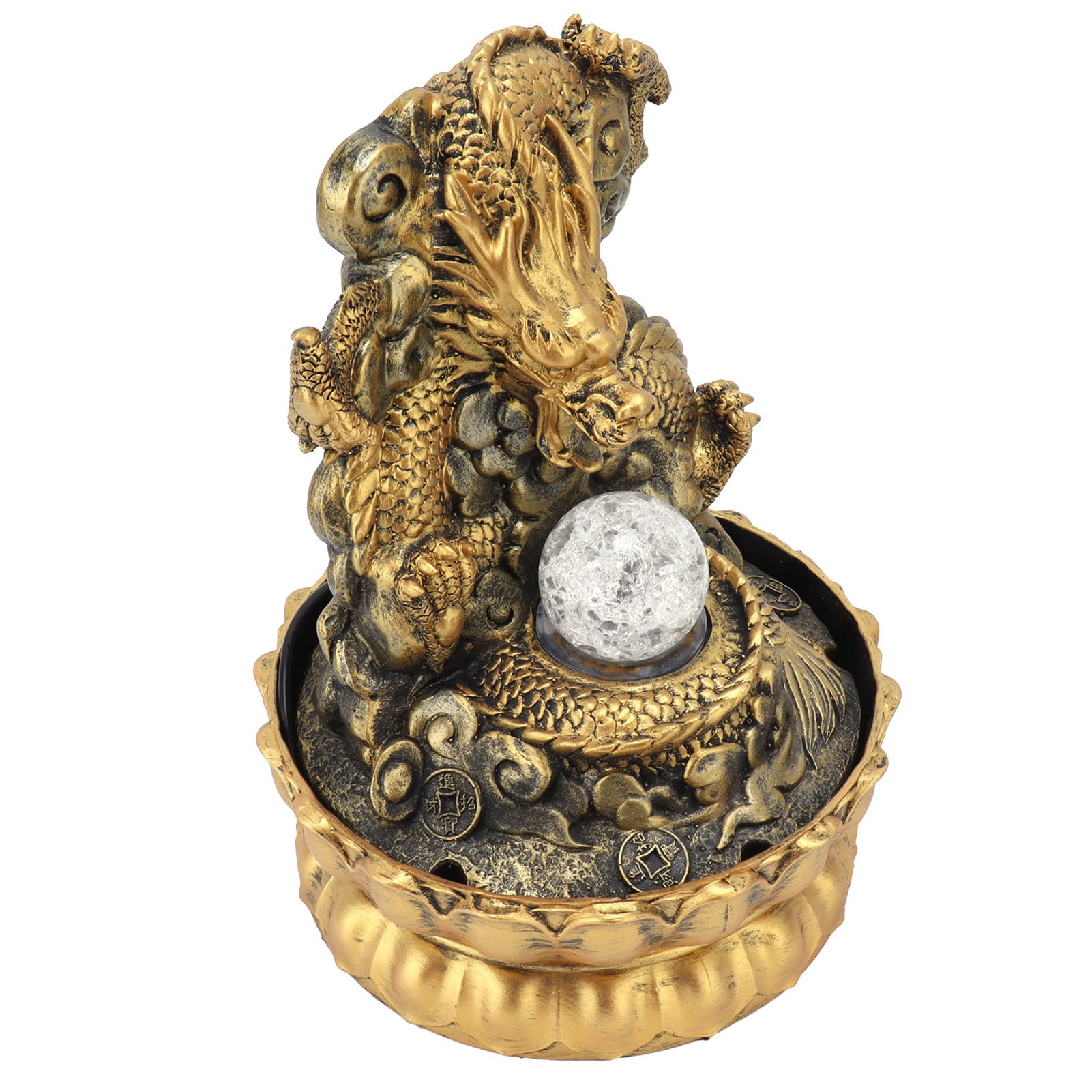 Nieyigj Resin Dragon Statue LED Desktop Water Fountain Home Office Decor, 11.02 inches / 28 cm (EU Plug 220V)