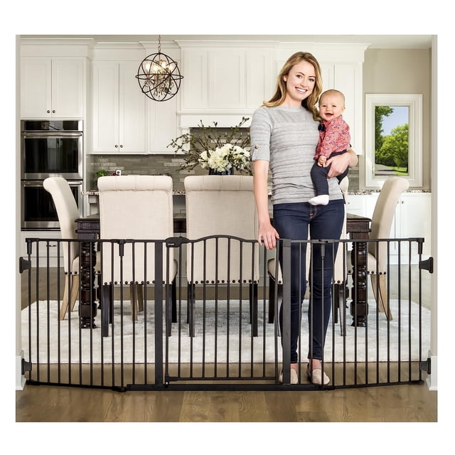 Regalo Deluxe Home Accents Puerta de seguridad ancha, 74.5" W x 28" H, incluye 4 soportes de pared, negro