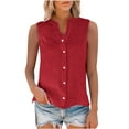 thumbnail image 5 of Tank Top for Women Under 20$, Red Y2K Tops Baberdicy Cotton Linen Shirts for Women Sleeveless Collared Tops Oversized up Blouses Work Shirts Casual Summer Tshirt, 5 of 9
