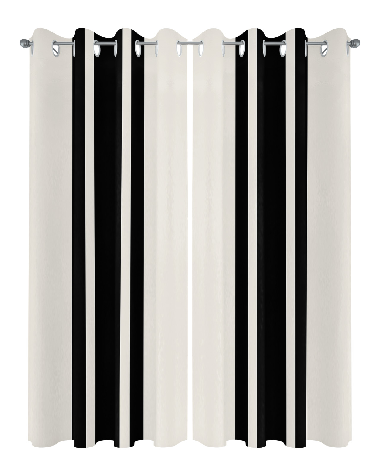Outdoor Curtains for Patio, Farm Rural Theme Black Stripes Waterproof Blackout Outside Curtain for Porch/Pergola/Gazebo, Thermal Insulated Drapes for Cabana, 2 Panels, 54 x 108 Inch