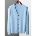 thumbnail image 2 of MVLYFLRT 100% Pure Merino Wool Sweater Jacket Men's V-Neck Cardigan Autumn Winter New Solid Color Top Casual Basic All-Match, 2 of 5