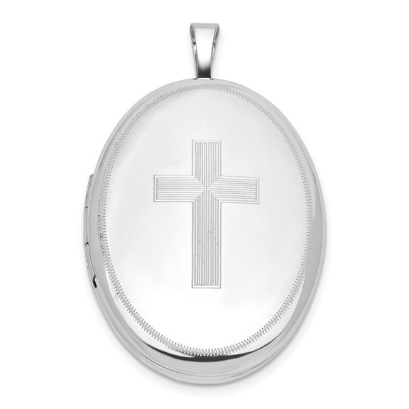 Sterling Silver Oval Cross Pendant Necklace for Men and Women with Locket Design Mirror Finish Religious Jewelry for Daily Wear Faith Spiritual Statement Accessory