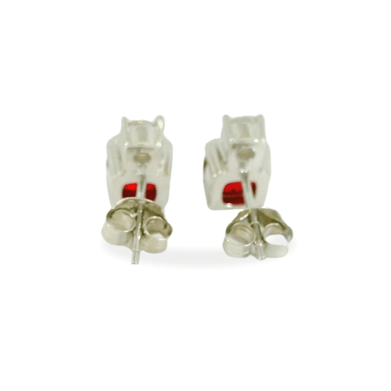 Ruby Studs for Women Earrings Cushion Cut Lab Grown 1.40ct 925 Sterling Silver Gift for Her