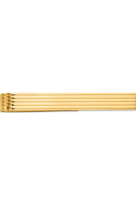 14K Yellow Gold Men's Grooved Tie Bar (50 X 6.5) Made In United States mc151