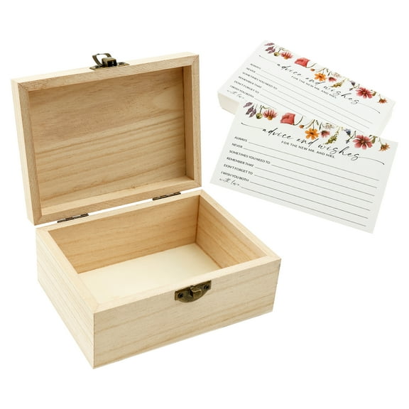 Grusce Advice and Wishes with Wooden Box for The Mr And Mrs, Wedding Advice Cards for Bridal Shower Decorations, Advice for The Groom And Bride Box, Wedding Games for Bride and Groom Reception