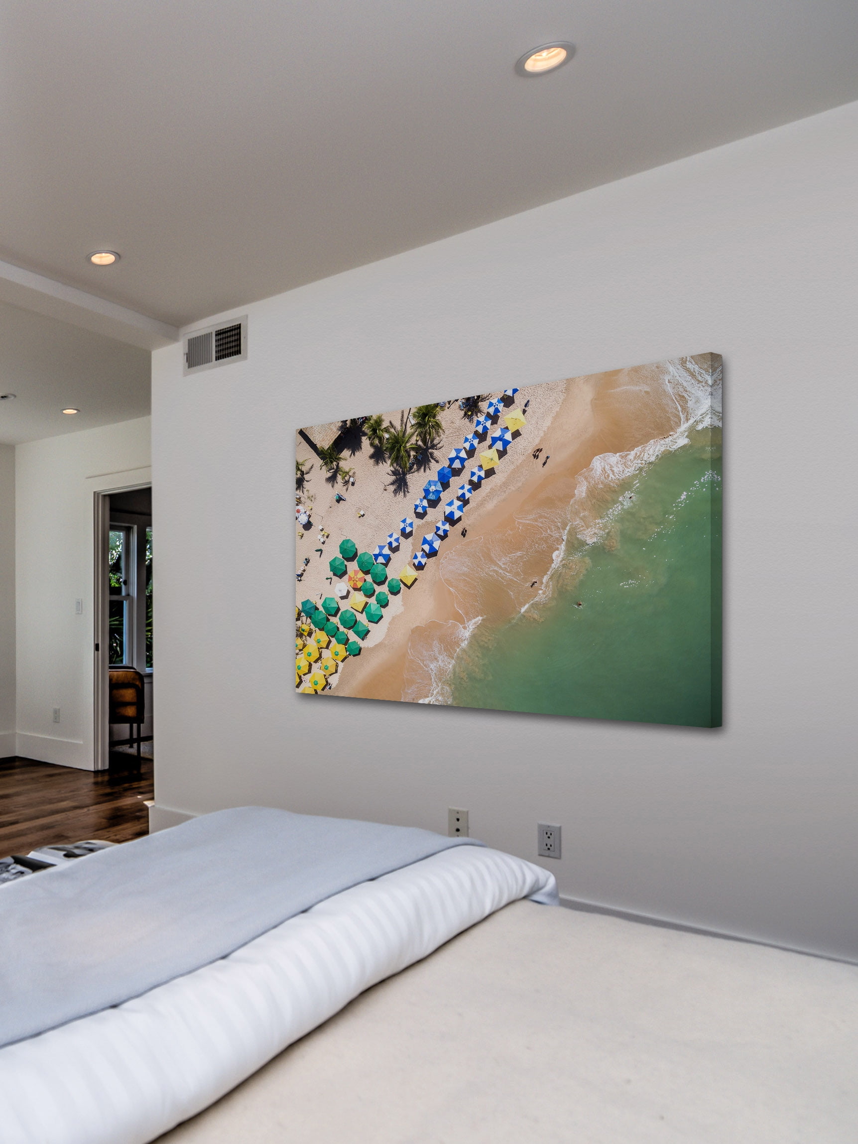 "Beach Umbrellas" Painting Print on Wrapped Canvas