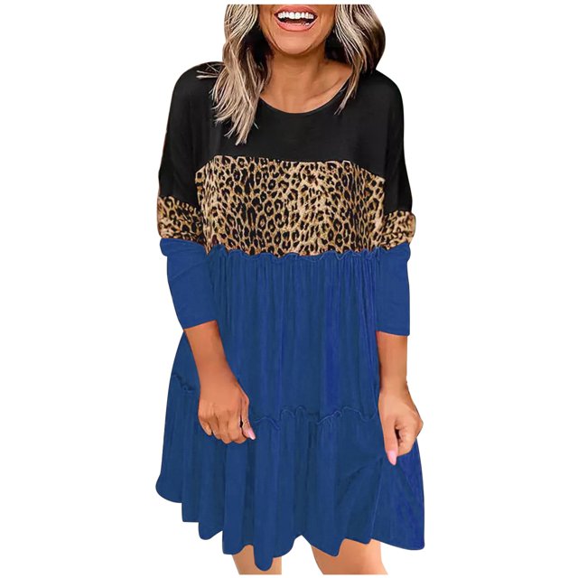 SZXZYGS Robes pour Femmes Printemps Pâques Mode Femme Décontractée Col Rond Manches Longues Bretelle Dos Ouvert Robe Aguichant à Imprimé 2024