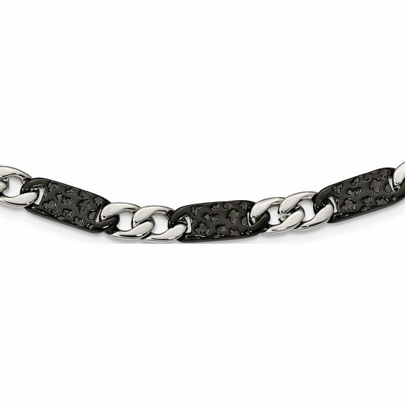 Stainless Steel Polished Black Ip-Plated Link 24In Necklace (24 X 9) Made In China -Jewelry By Sweet Pea