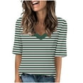 thumbnail image 1 of QIPOPIQ Tops for Women Striped 2024 Fashion T Shirts for Women Color Blocking Design Loose Basic Tee Clearance, 1 of 5