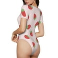 thumbnail image 2 of Vsdgher Strawberry Prinr Short Sleeve Body suit for Womens, Sexy Onesie One Piece Round Neck Bodysuit Shapewear Tummy Control-XX-Large, 2 of 7