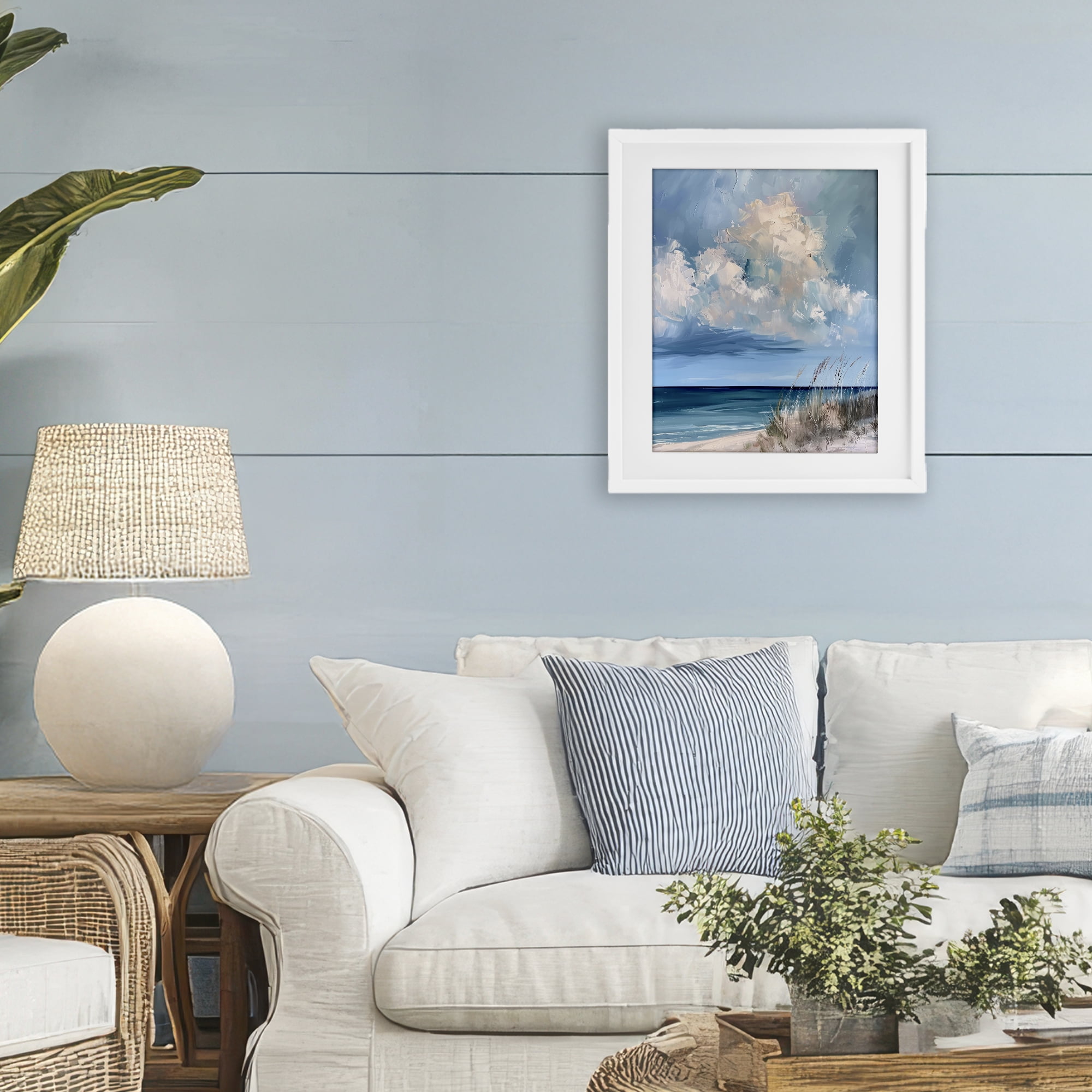 Stupell Industries A Storm Is Coming on Beach White Framed Print Under Glass, design by Petal Prints Design