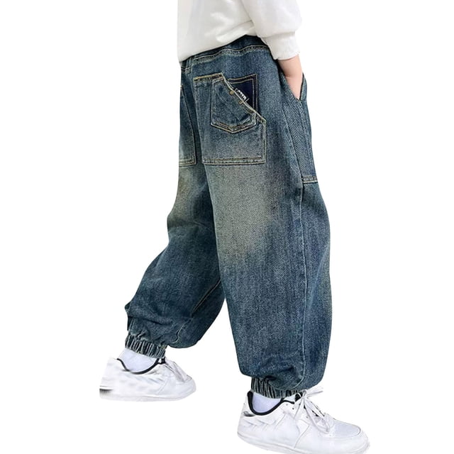 KVPLBQFD Jeans Amples Pantalons Jogger Garçons Pantalons Rouges Taille 5t Vêtements Garçons Preppy Vêtements Préadolescent Vêtements Nouveau-Né Garçon, Bleu 13-14 Ans