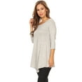 thumbnail image 2 of Women's Solid Basic Casual Side Button Trim Round Neck Blouse Shirt Tunic Top, 2 of 5