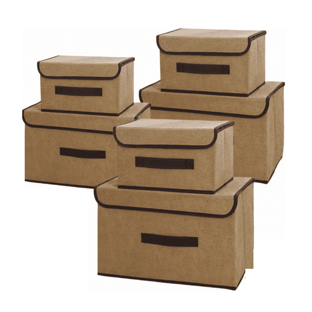 6 Cajas Organizadoras Tela Plegables Con Tapas Cajas De Tela Color Nude Lisa