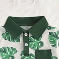 thumbnail image 6 of Splozh Baby Boy Clothes Baby Boy Summer Clothes Coconut Tree Pattern Button Down Shirt Shorts Toddler Beach Clothes Dark Green,2-3 Years, 6 of 7