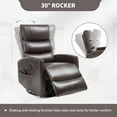 thumbnail image 4 of Sesslife Manual Recliner Chair with Heat and Massage, 360° Swivel Rocker Recliner with Side Pockets for Living Room Bedroom, Glider Rocking Chair Single Ergonomic Lounge Chair, PU Leather, Brown, 4 of 7