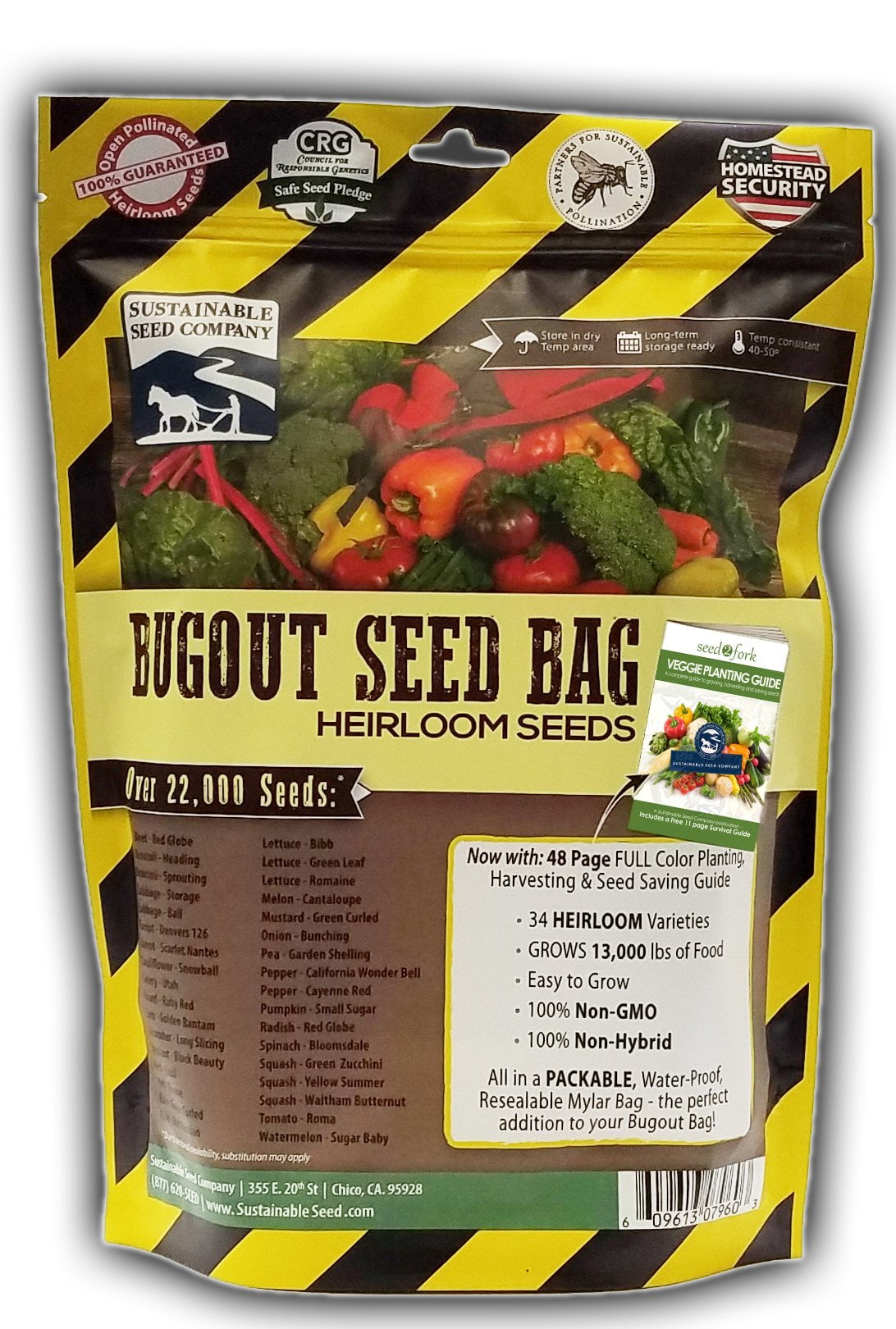 22,000 Non GMO Heirloom Vegetable Seeds, Emergency Seed Vault, BugOut