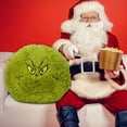 thumbnail image 2 of Grinch 16 Inch Furry Round Pillow with Embroidered Face, 2 of 5