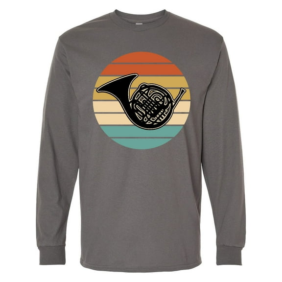 Inktastic French Horn Retro Music Sunset Long Sleeve T-Shirt