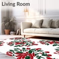thumbnail image 2 of ODIKA 4'x6' Machine Washable Non-Slip Area Rug, Vintage Holly Wreath Medallion Non Slip High Traffic Rug, Red, 506884, 2 of 7