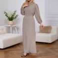 thumbnail image 2 of Elegant Long Sleeve Women'S Casual Dress With Belted Waist And Flowy Abaya Tunic Design Featuring Puff Sleeves, 2 of 5