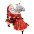 thumbnail image 4 of Santa and Mrs Claus Kissing Wrapped in Lights Christmas Tree Ornament, 4 of 5