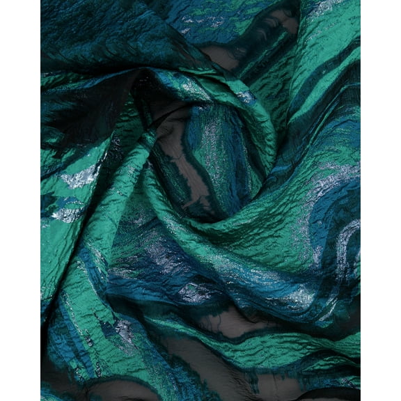 Zelouf Charlotte Abstract Organza Jacquard  , Sewing, DIY, Crafts Fabric by the Yard, Aqua, 3 Yard