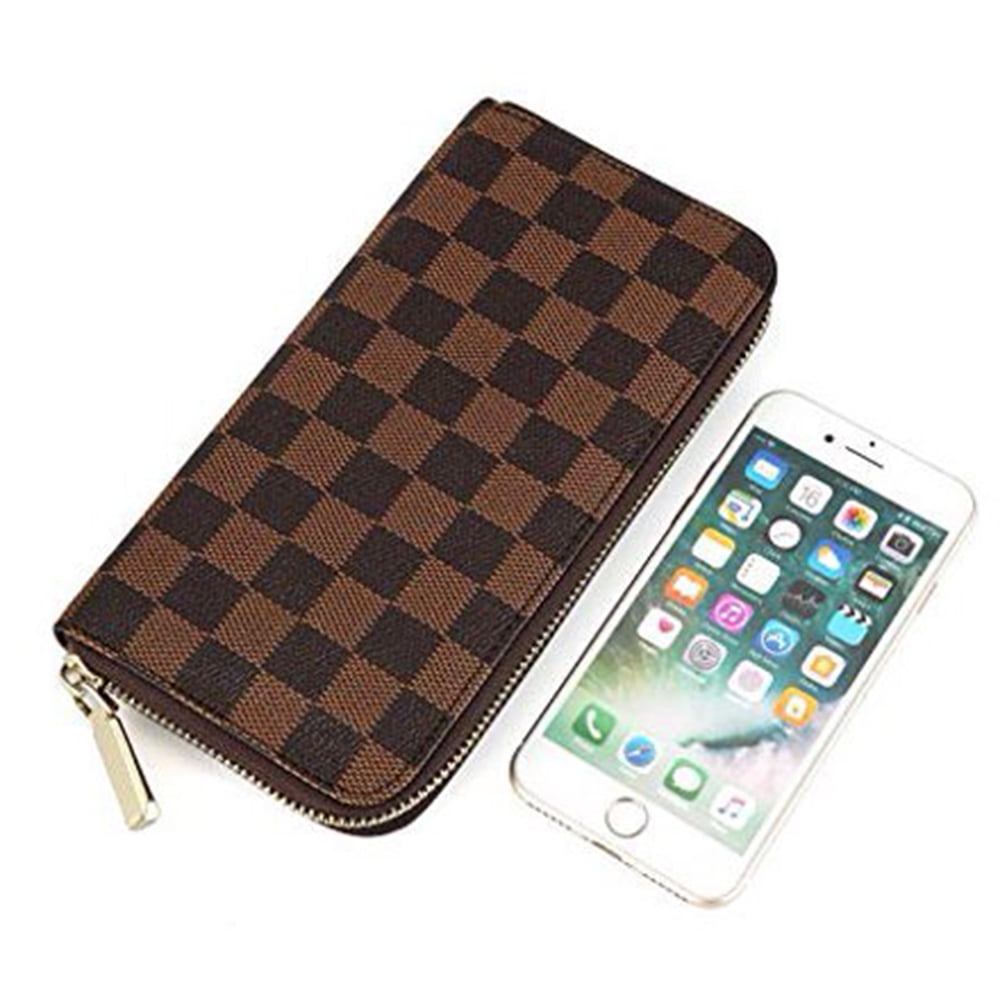 Coolmade Womens Wallet, Women's Checkered Zip Around Wallet and