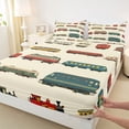 thumbnail image 4 of Castle Fairy Cartoon Vintage Train Queen Sheet Sets 4 Pieces for Kids, Retro Railroad Print Bed Set for Nursery, Green Red, 4 of 6