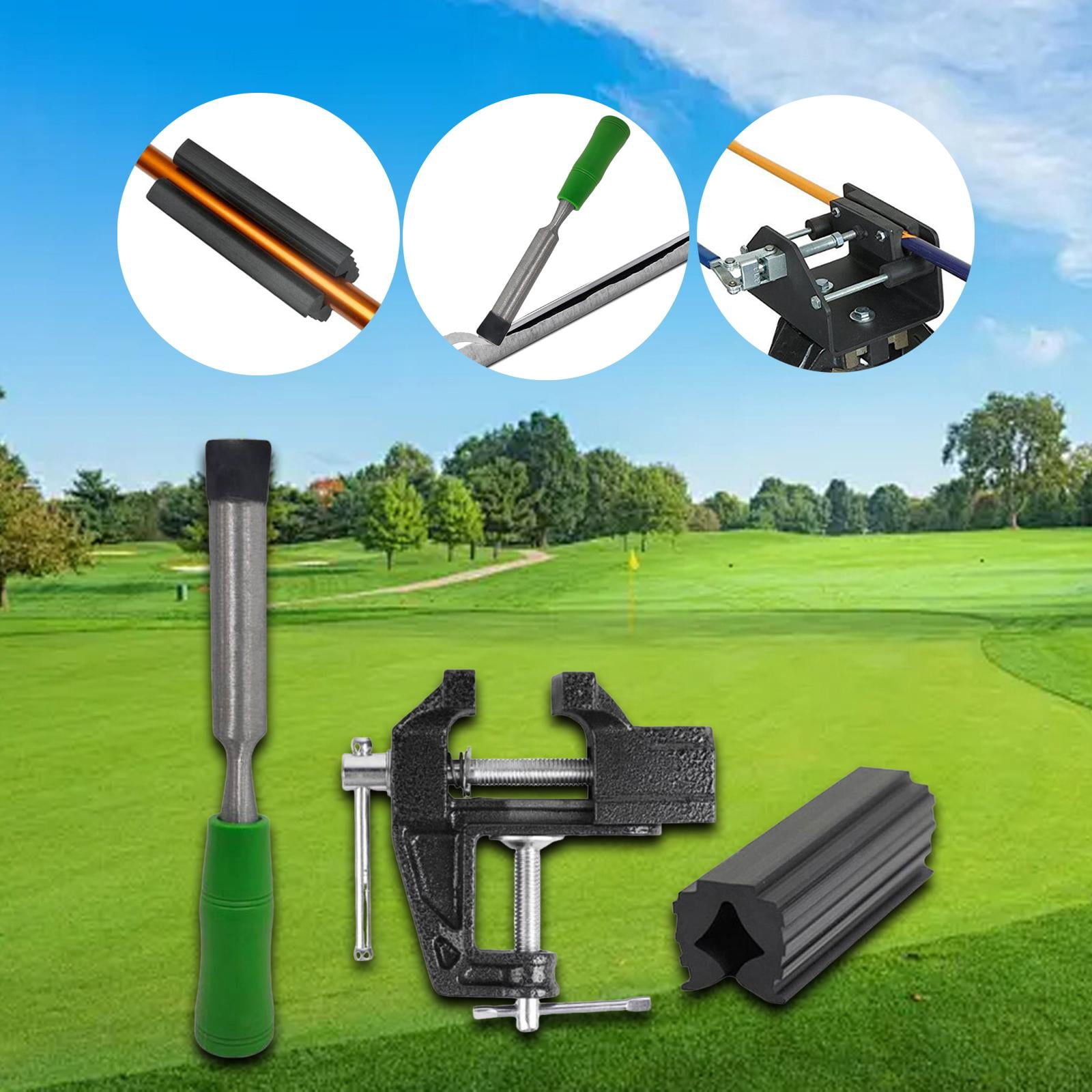 funtasica 3 Pieces Golf Grip Kits Grip Tape Remover Repair Tool Professional Table Vise Accessories Easy to Use Bench Vise Rubber Clamp Green