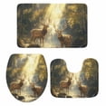 thumbnail image 2 of Fantasy Forest Animal Bathroom Rugs Set Vintage Deer Lakes Creek Water Non Slip Absorbent Soft Bath Mats 3 Piece Set with Bathroom Rug, U-Shaped Floor Mat, Toilet Seat Cover Large Size, 2 of 9