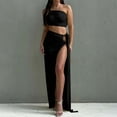 thumbnail image 2 of Conjunto sexy de top sin espalda y falda ajustada con abertura - Conjunto de dos piezas, sin tirantes, cintura alta, para discoteca/fiesta/uso diario, 2 of 6