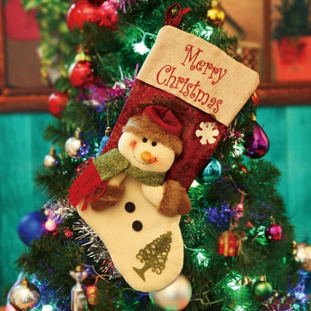 Embroidered Snowman Trio iClover Large 3D Embroidered Snowman Christmas Stockings Classic Festive Decor Hanging Stockings (18 inch) ()