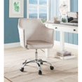 thumbnail image 3 of ACME Chaise de Bureau Pivotante en Velours Capitonné Champagne et Chrome, 3 of 8