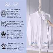 SALAV® Quicksteam Travel Garment Steamer with 10-Second Heating Time and Brush Creaser Attachment in Peri