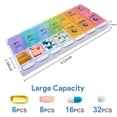 thumbnail image 4 of Pill Organizer, Weekly Large Pill Box 2 Times a Day, Assorted Colors Pill Case with 14 Compartment & Push Button, Arthritis Friendly Medicine Organizer for Fish Oil/Vitamin/Supplements/Travel, 4 of 8
