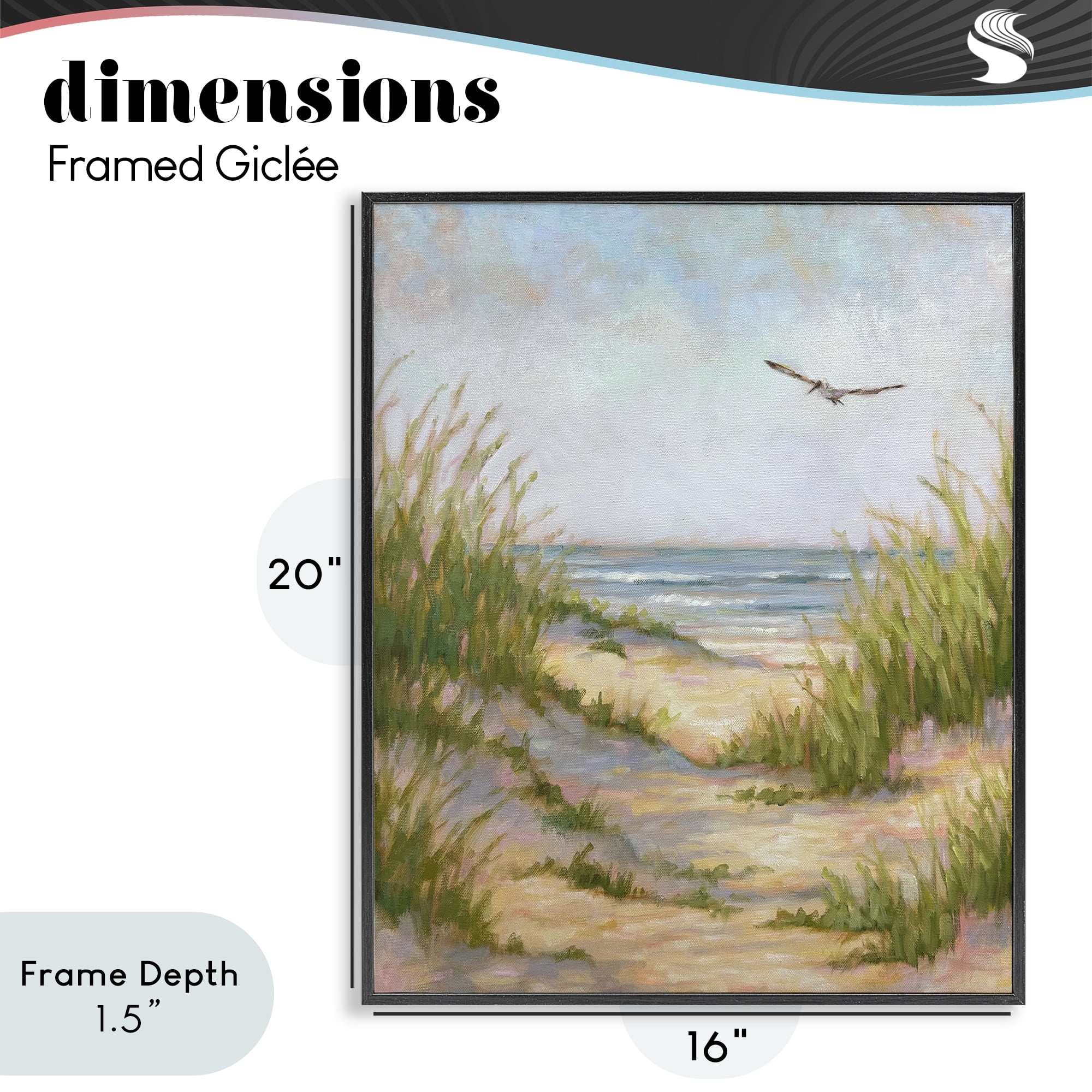 Stupell Industries Peaceful Beach Sand Dunes Black Framed Giclee Art, design by Linda Sperruzzi